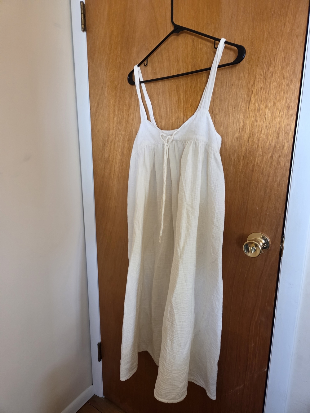 Madewell Cream Gauze Maxi Dress with Tie Detail